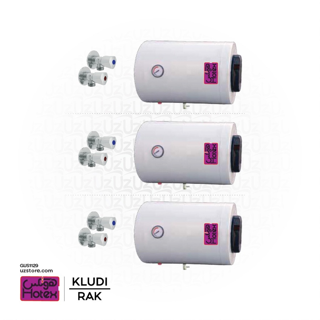 Hotex Heaters Bundle 129 (3 Hotex Water Heater Glass  50L Horizontal + 6 KLUDI RAK Brass Angle Valve