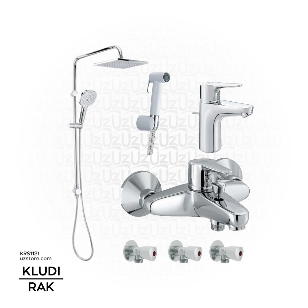 KLUDI RAK Bundle  ( Polaris Star Basin Mixer +  Polaris   Shower Mixer + Shower Kit + White Shattaf + 3 KLUDI RAK Brass Angle Valve )  