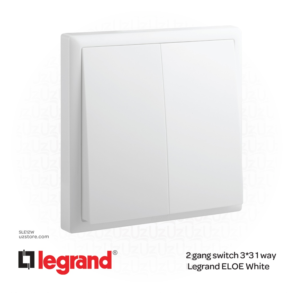 2 gang switch 3*3 1 way Legrand ELOE White