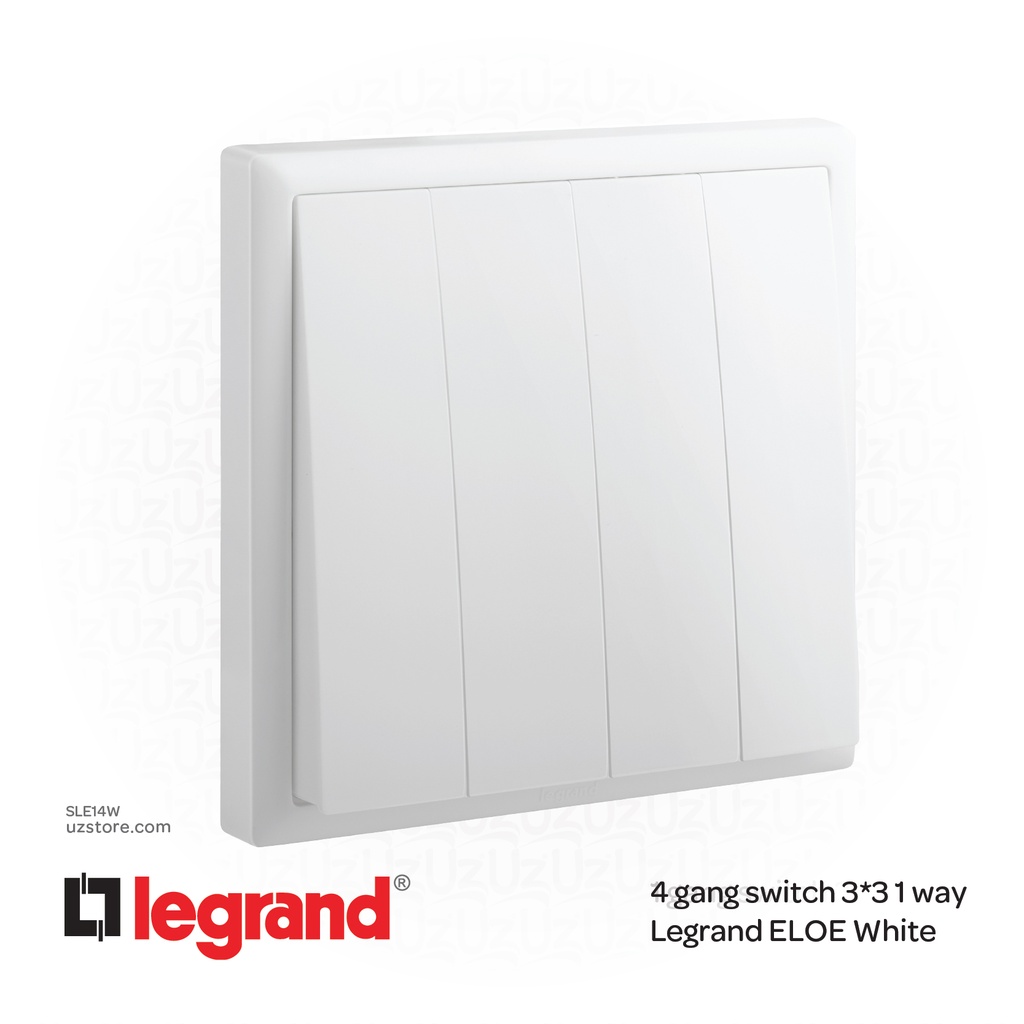 4 gang switch 3*3 1 way Legrand ELOE White