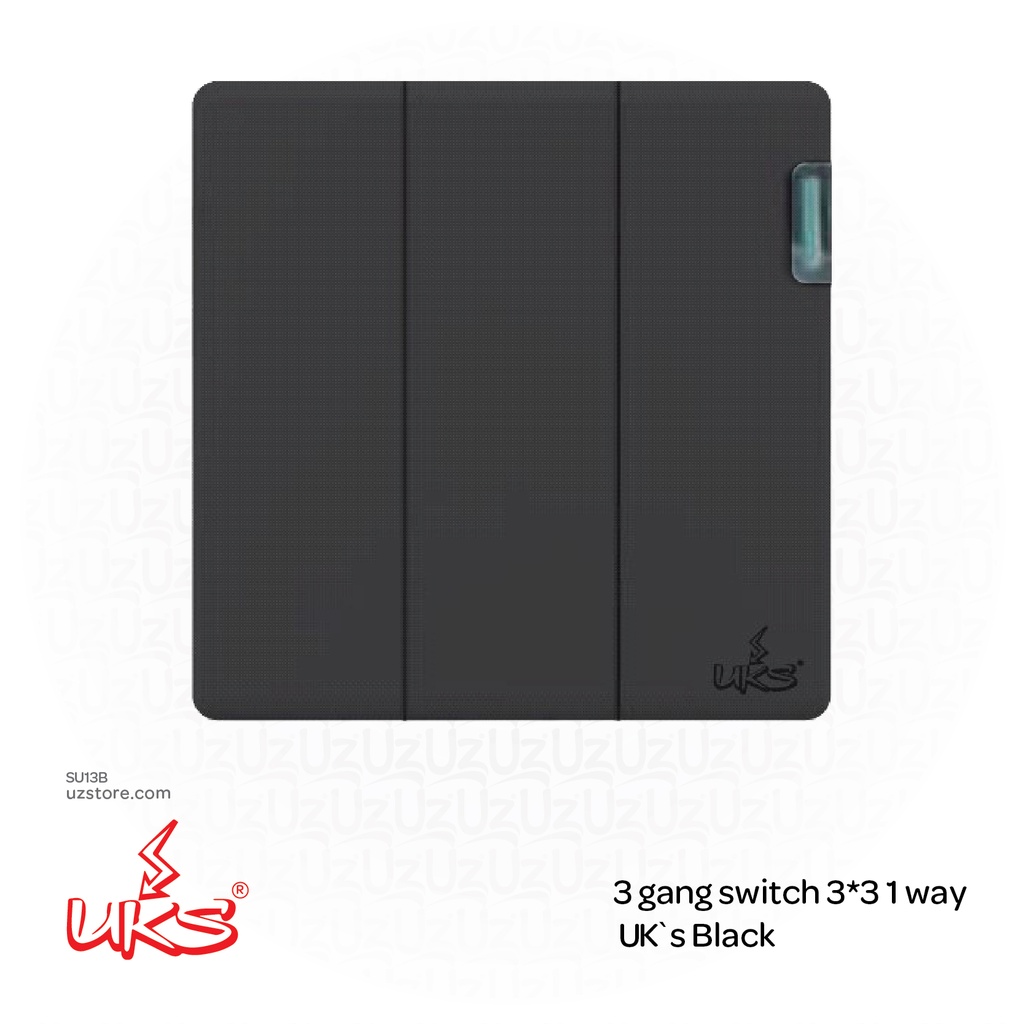 3 gang switch 3*3 1way UK`s BKV1543 Black