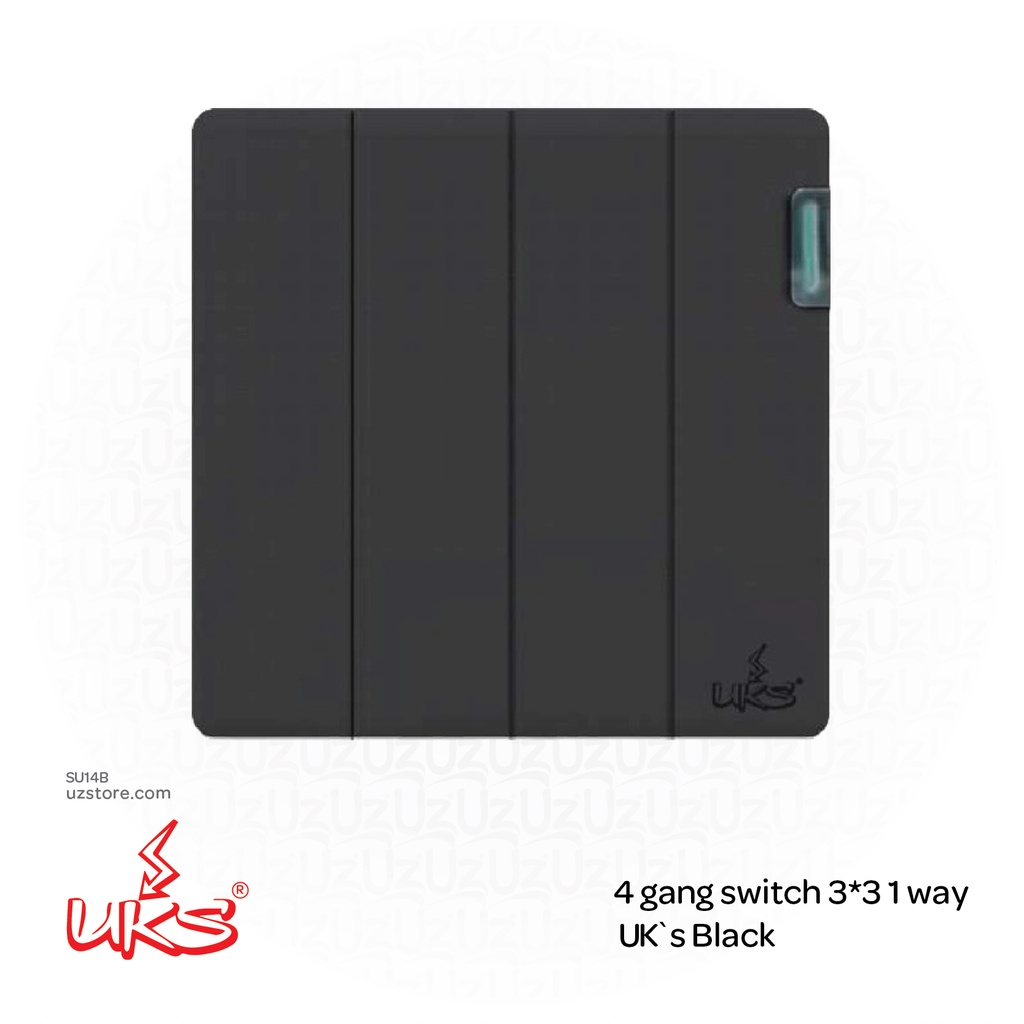 4 gang switch 3*3 1way UK`s BKV1544S Black