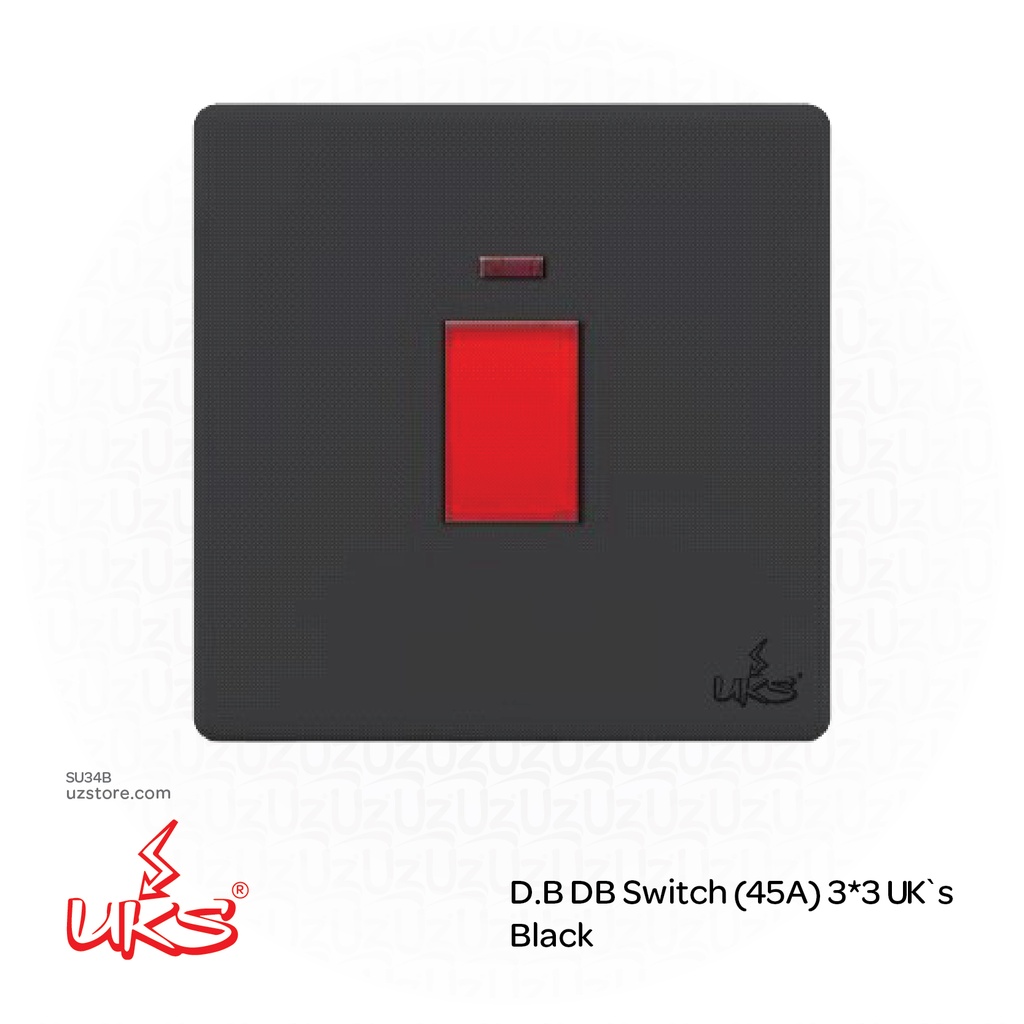 D.B DB Switch (45A) 3*3 UK`s BKV1574 Black
