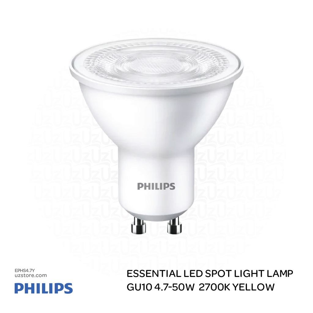 PHILIPS Essential LED Spot Light Lamp 4.7-50W GU10 827 36D 2700K Yellow 929001250427