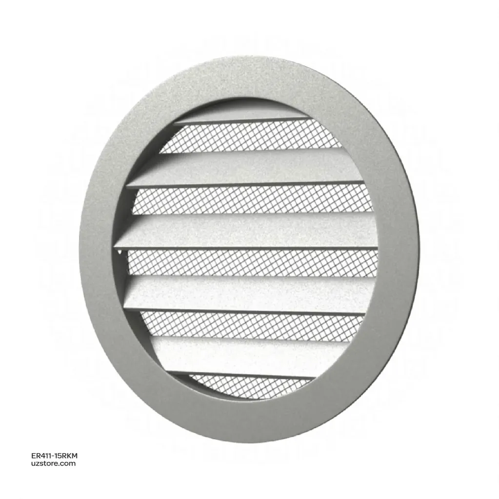 Outside round gril with screen D150 with flange D150, Aluminium ERA 15RKM ⌀150 Made in Russia