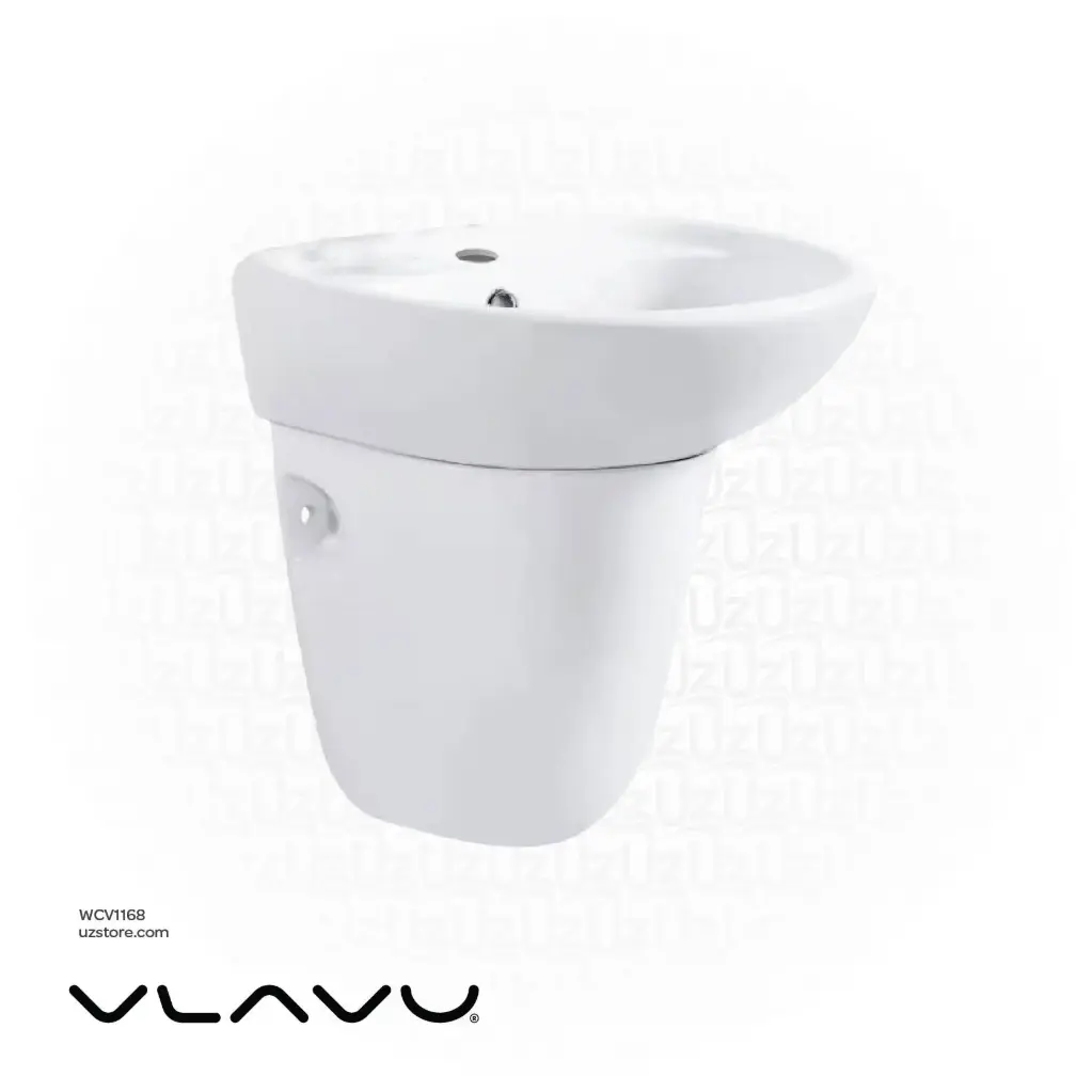 Vlavu Wall-Hung Pedestal Basin – Fixing to Wall, 490×435×490mm, Glossy White – CB.40.0032
