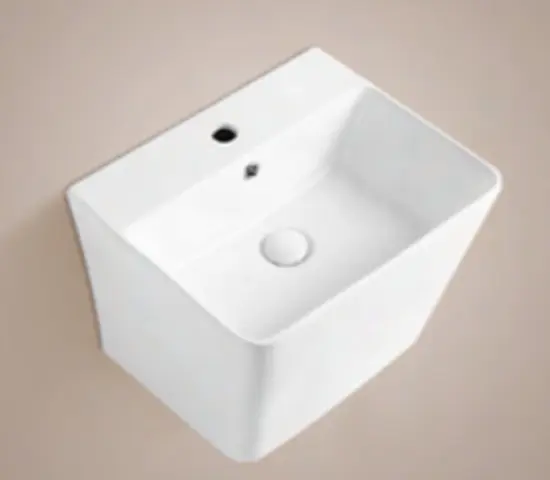 [WCV1170] Vlavu Wall-Hung One-Piece Basin – Fixing to Wall, 510×420×380mm, Glossy White – 243L