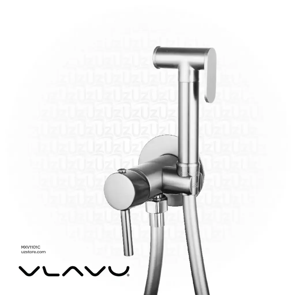 Vlavu Concealed Shattaf Set – Cold/Hot Water Mixer, Sprayer, 1.2m PVC Hose – Chrome – E-A65012