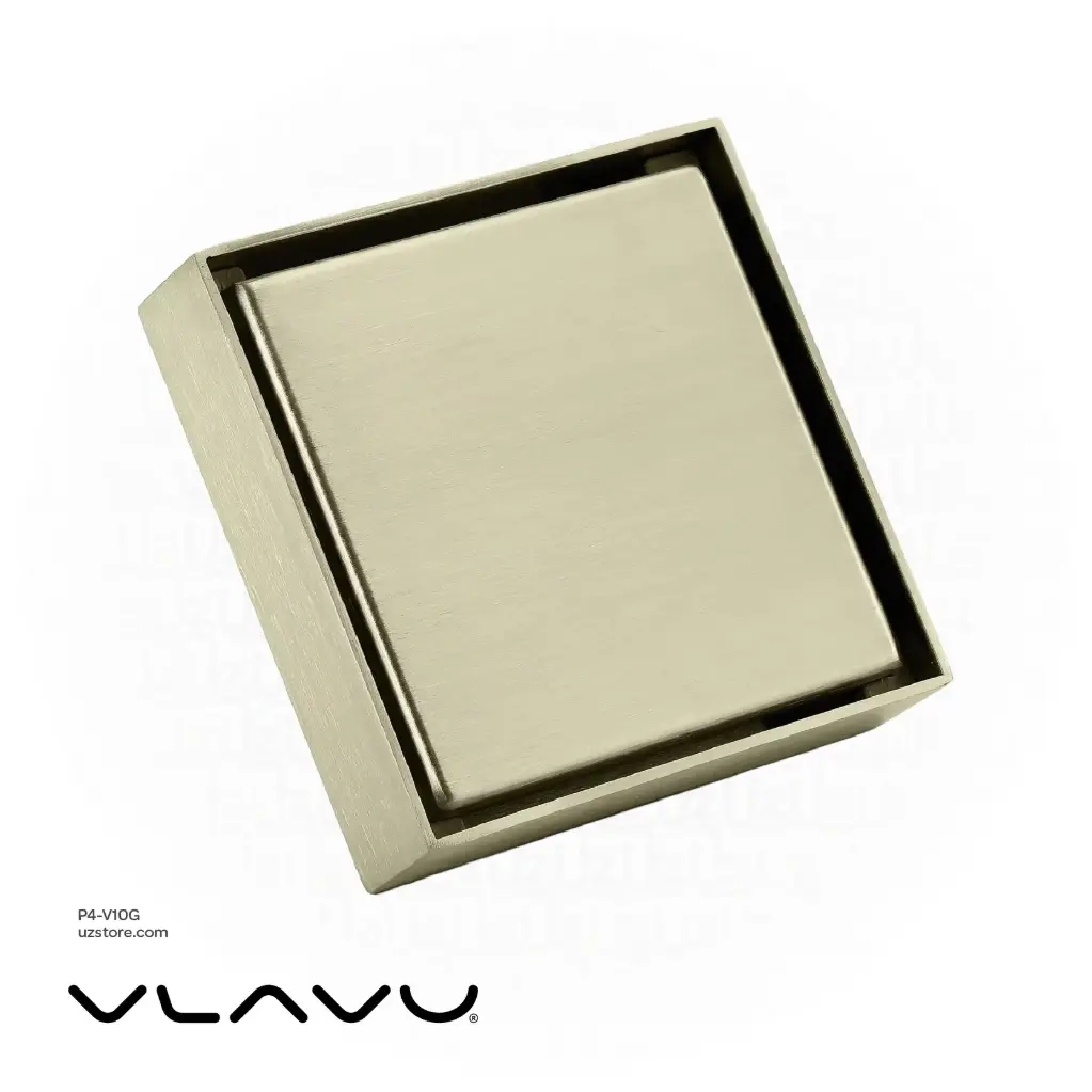 [P4-V10G] Vlavu Floor Drain (SUS304) – Outlet 50mm (2"), Drainage Accessory, 100×100mm, Brushed Gold