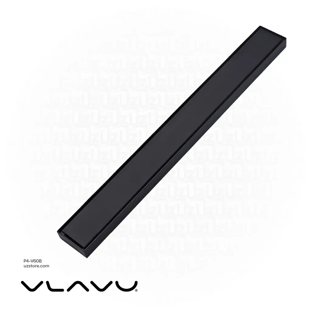 [P4-V60B] Vlavu Linear Drainer (SUS304) – Outlet 50mm (2"), Drainage Accessory, 55×600mm, Matt Black