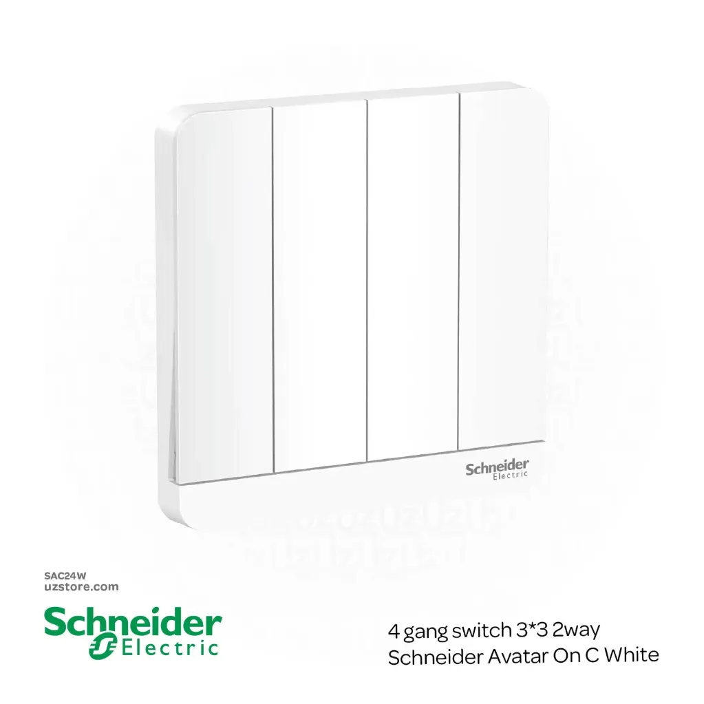 4 gang switch 3*3 2way Schneider Avatar On C White