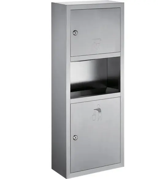 [MX1483-14L] KLUDI RAK Wall mounted Paper Towel Dispenser with Waste Receptacle Capacity up to 350C-fold or 475multifold Waste container capacity 14L Two doors with front tumbler locks keyed SS 304 Satin -finish RAK90542