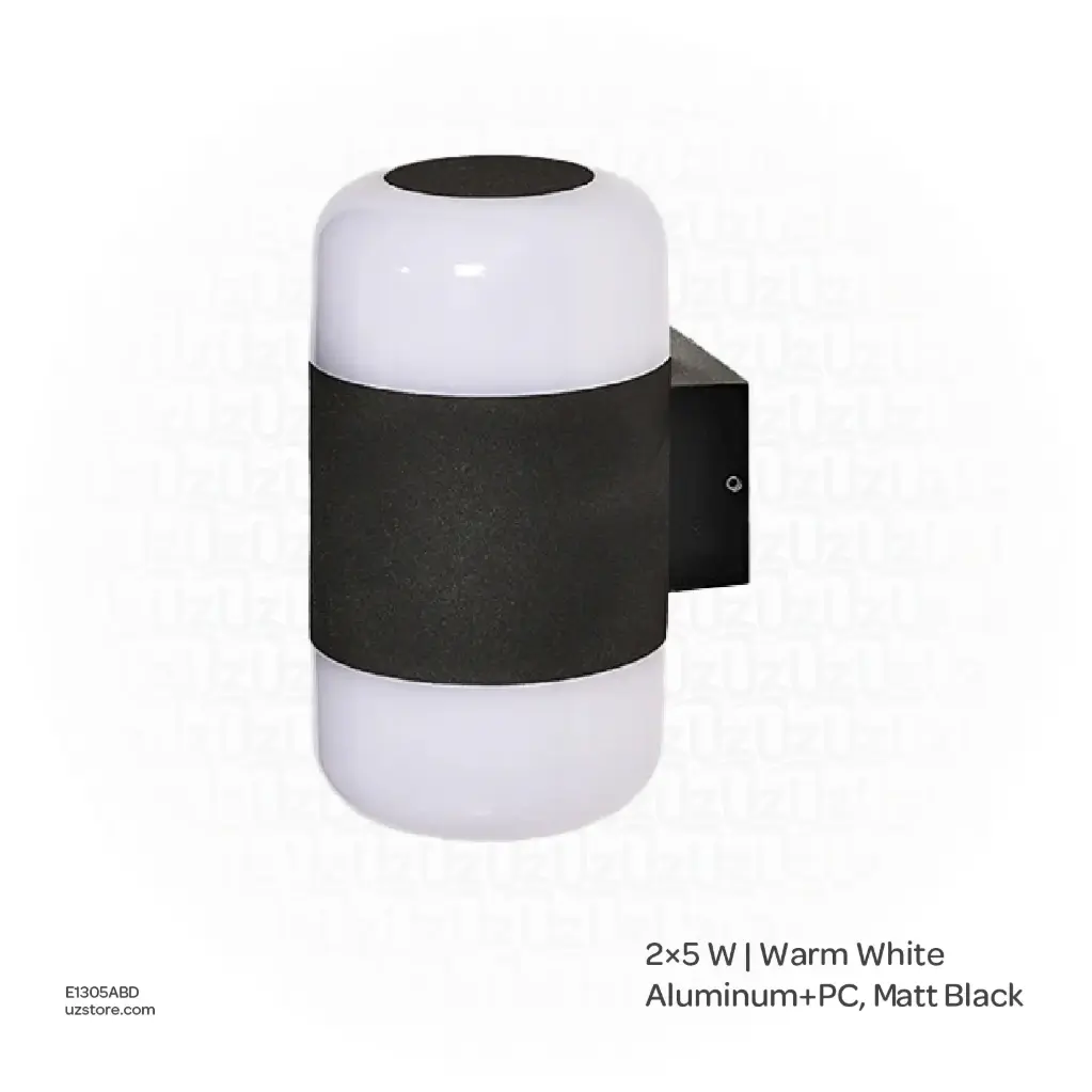 [E1305ABD] OPTARA Outdoor Wall Light - 2×5WW, 3000-3500K, Aluminum+PC, Matt Black SH-W21019R