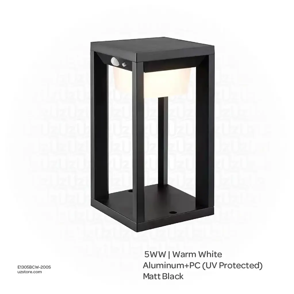 OPTARA Outdoor Wall Mount Light - 5WW, 3000-3500K, Aluminum+PC (UV Protected), Matt Black SH-21015TPC/200