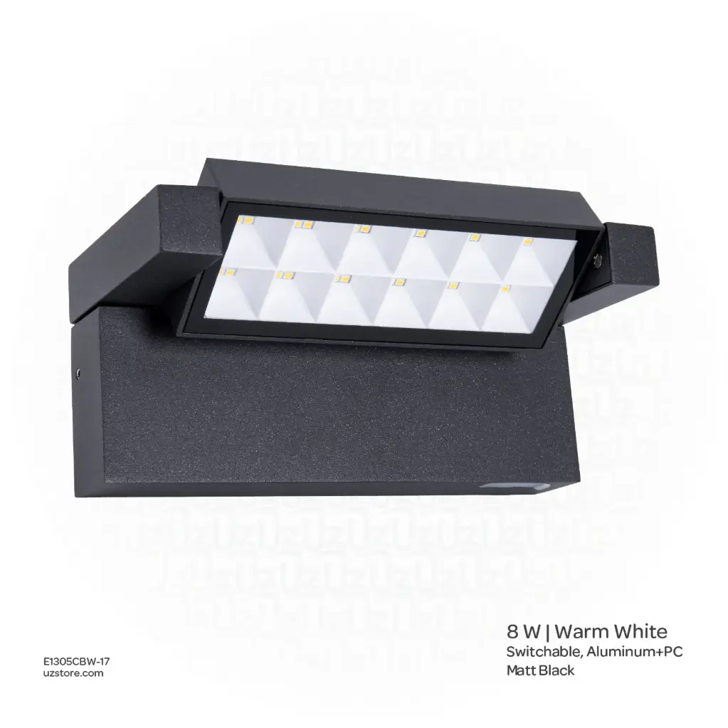 OPTARA Outdoor Adjustable Wall Light - 8WW, 3000K/4000K/6000K Switchable, Aluminum+PC, Matt Black SH-W202409/170