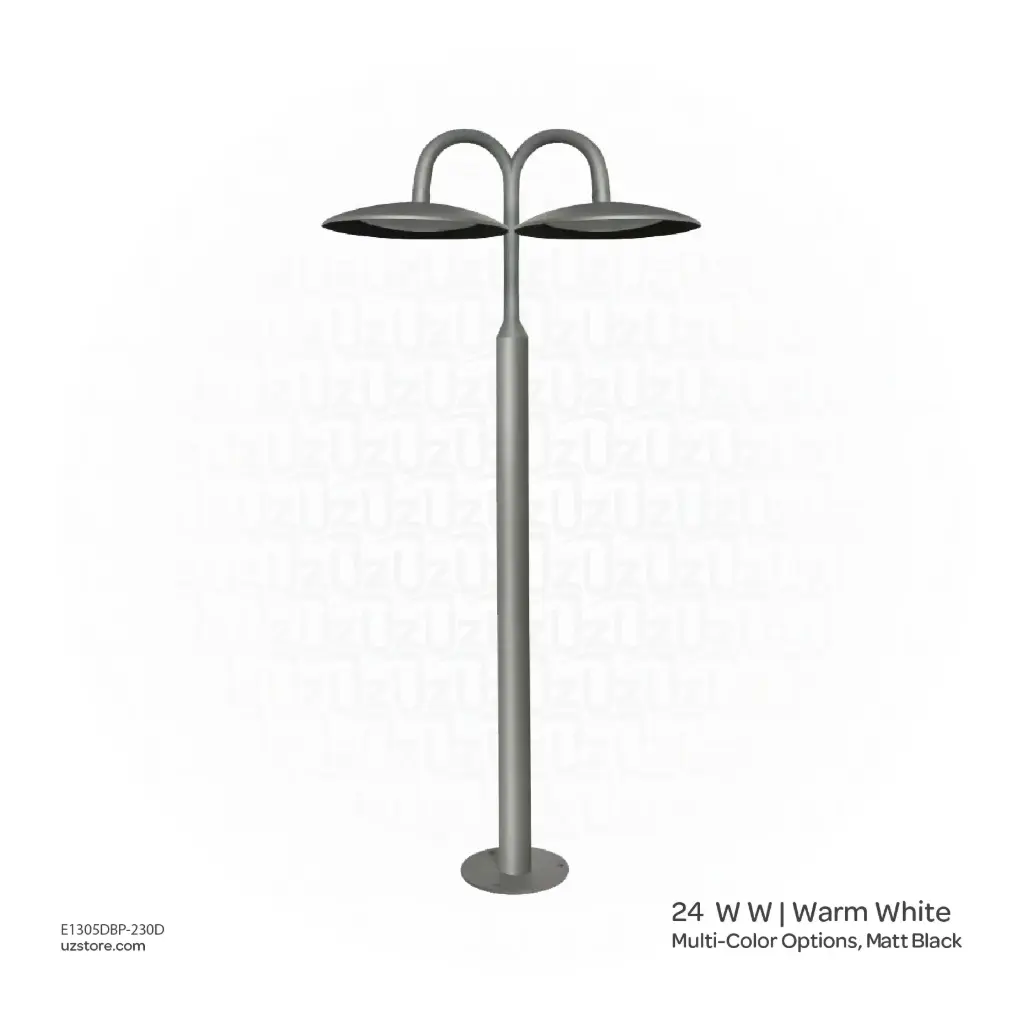 [E1305DBP-230D] أوبتارا إضاءة عمود 2300 مزدوجة خارجية - 2×24W واط، 3000-3500K، خيارات ألوان متعددة، أسود مطفي SH-202401-2/2300WG