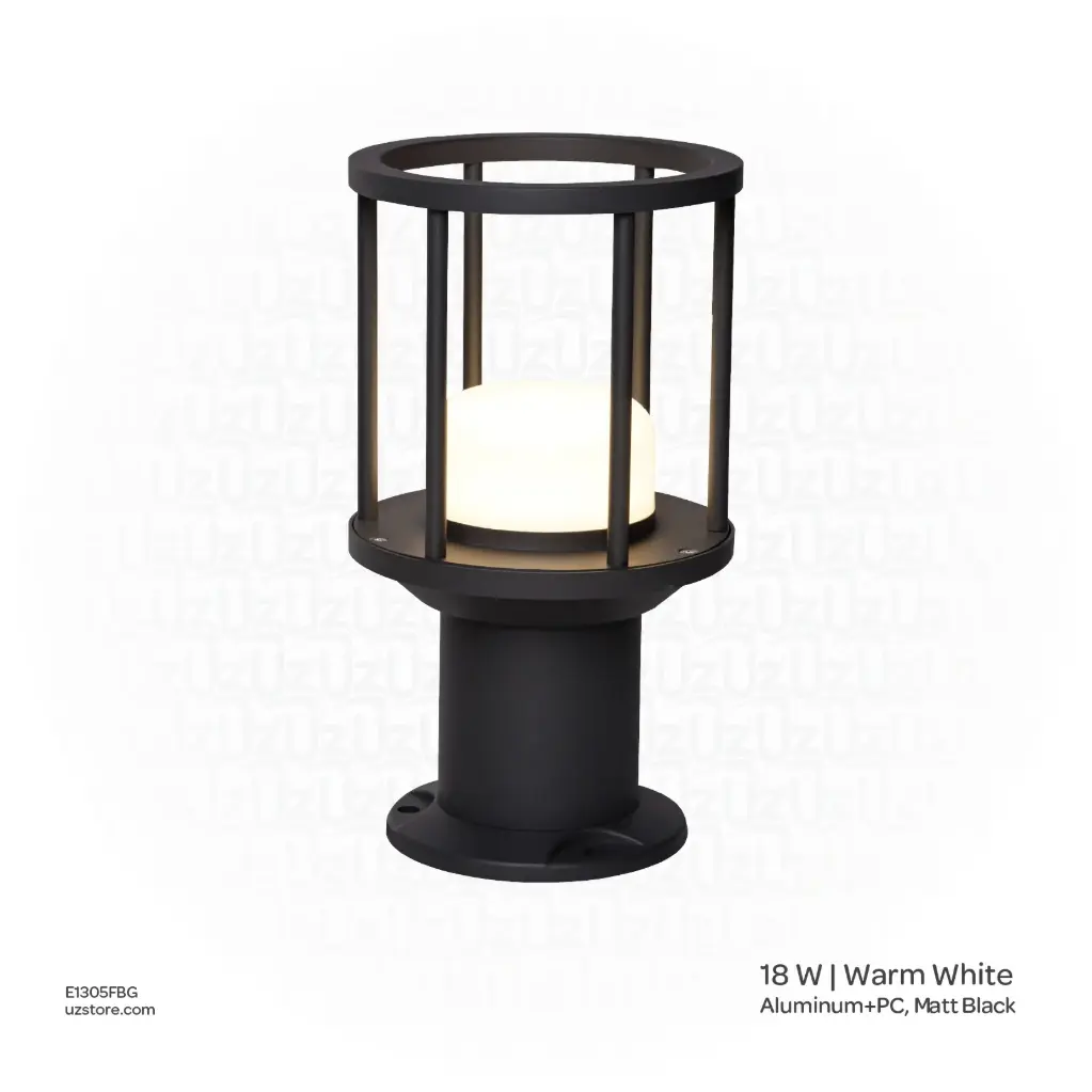 [E1305FBG] OPTARA Outdoor Light - 18WW, 3000-3500K, Aluminum+PC, Matt Black SH-202291RD/300