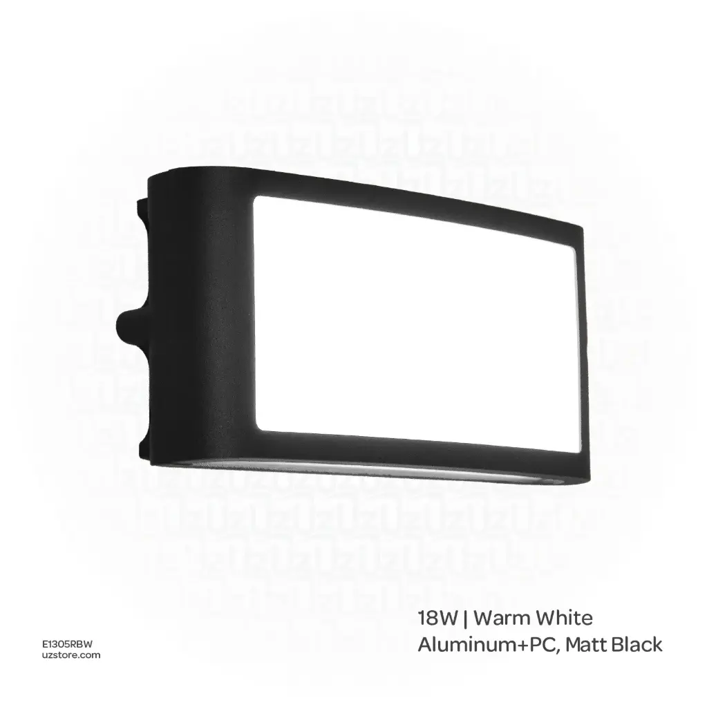[E1305RBW] OPTARA Outdoor Wall Light - 18WW, 3000-3500K, Aluminum+PC, Matt Black SH-W202302A