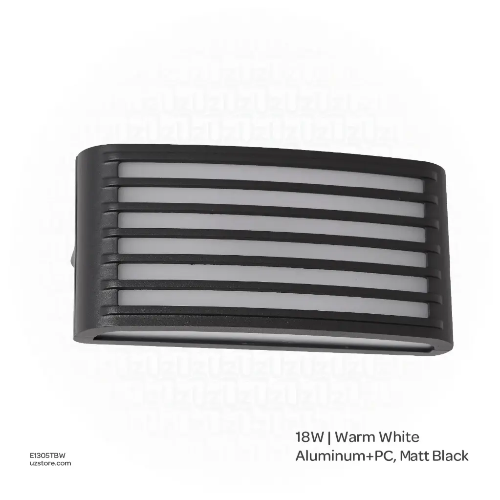 OPTARA Outdoor Wall Light - 18WW, 3000-3500K, Aluminum+PC, Matt Black SH-W202302B