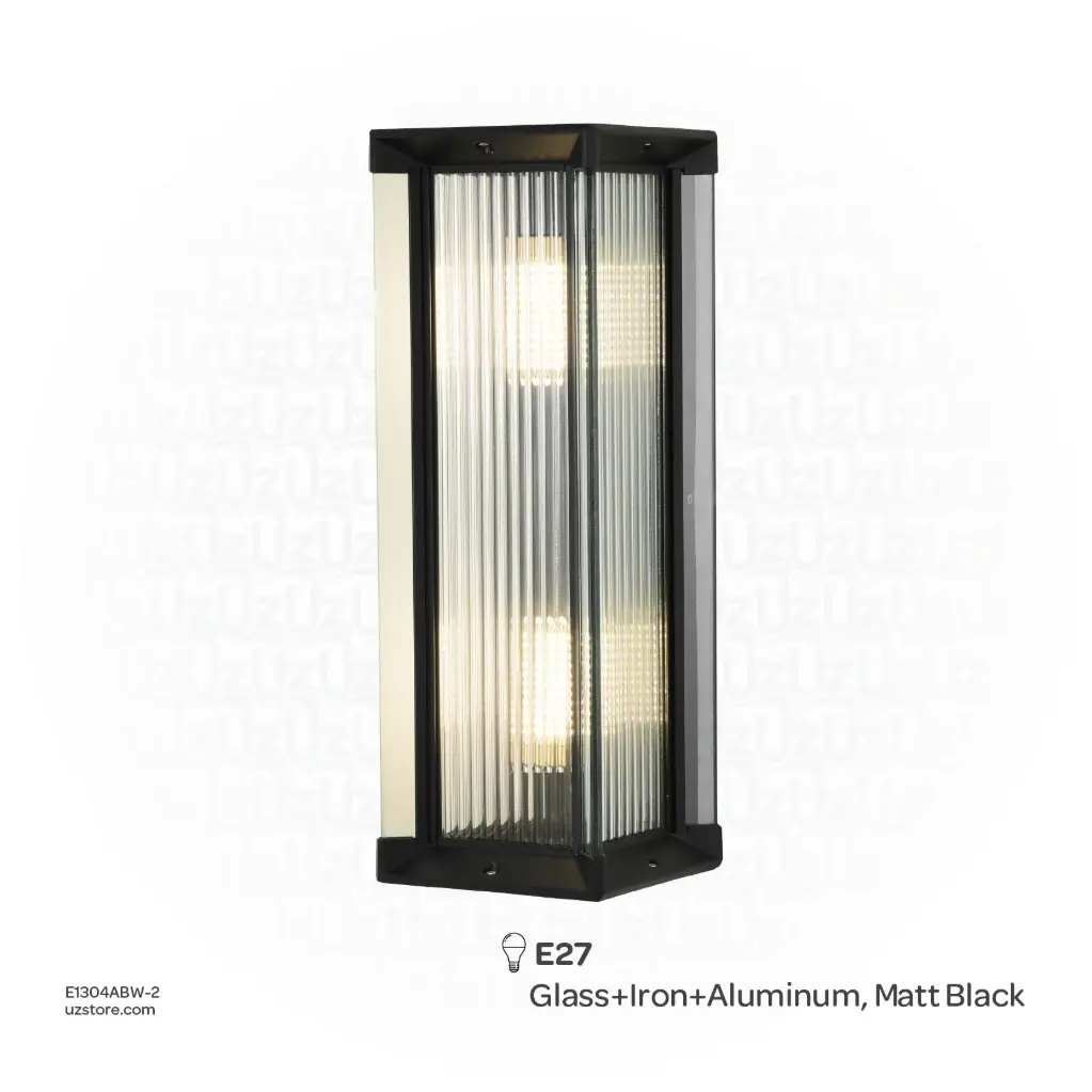 كنفيكس - إضاءة خارجية جدارية - E27 مزدوج، 195×175×500mm ، ألومنيوم وبولي كربونات، أسود مطفي،  666/175 L-W