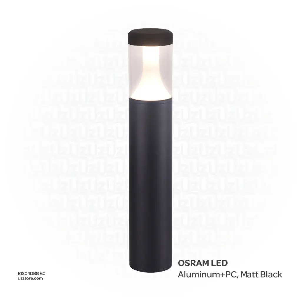 KNVIX - Pole Outdoor Light - 12W, OSRAM LED, 110×600mm, Aluminum+PC, Matt Black,  6139 WW H60CM