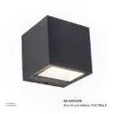KNVIX - Wall Outdoor Light - 12W, SANAN LED, 88×88×85mm, Aluminum+Glass, Matt Black,  6096S WW