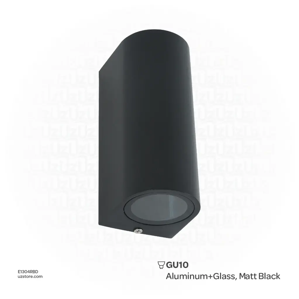 [E1304RBD] كنفيكس - إضاءة خارجية جدارية- GU10، 68×92×150mm ، ألومنيوم وزجاج، أسود مطفي،  9004/2 GU10