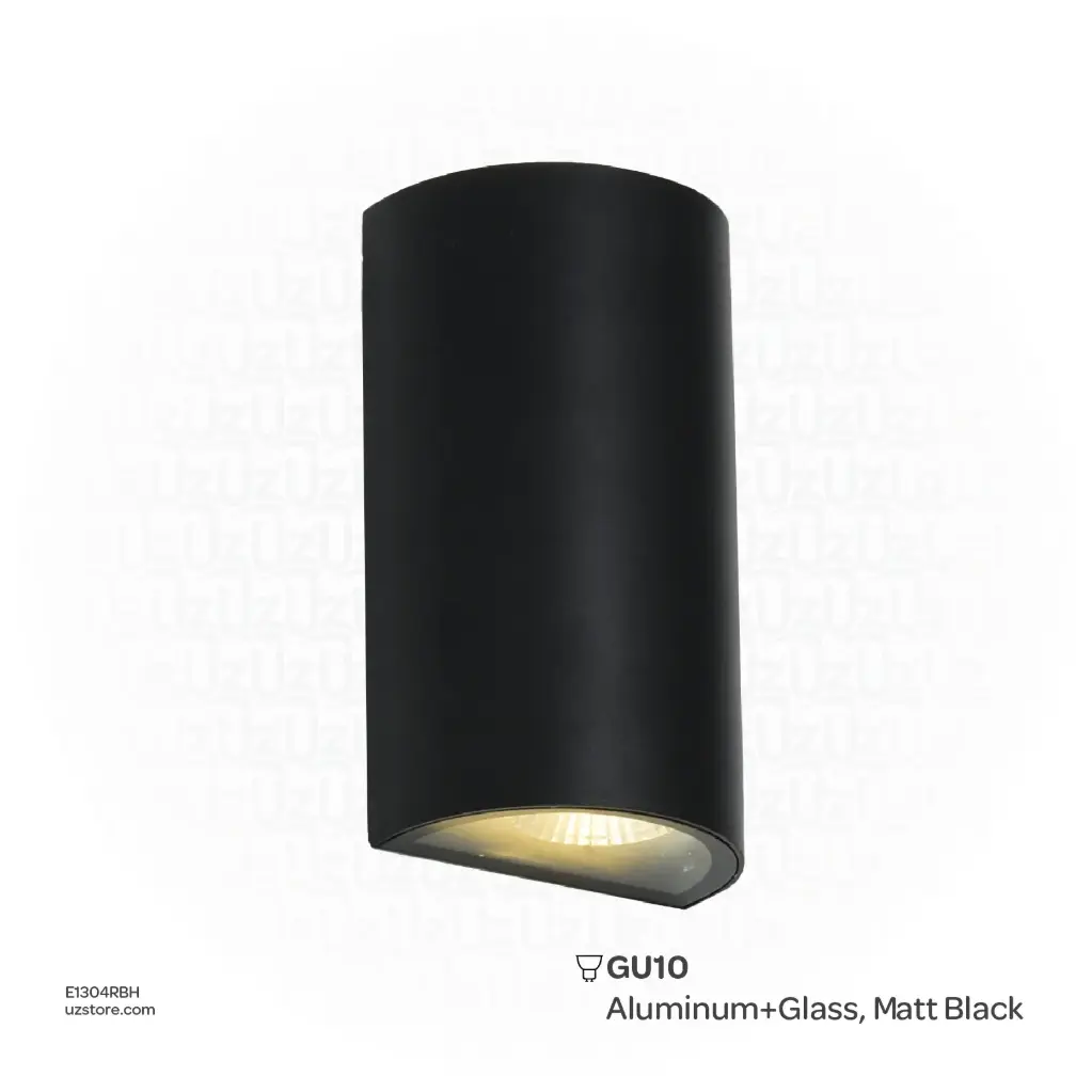 [E1304RBH] KNVIX - Wall Outdoor Light - GU10, 94×60×164mm, Aluminum+Glass, Matt Black,  7257 GU10