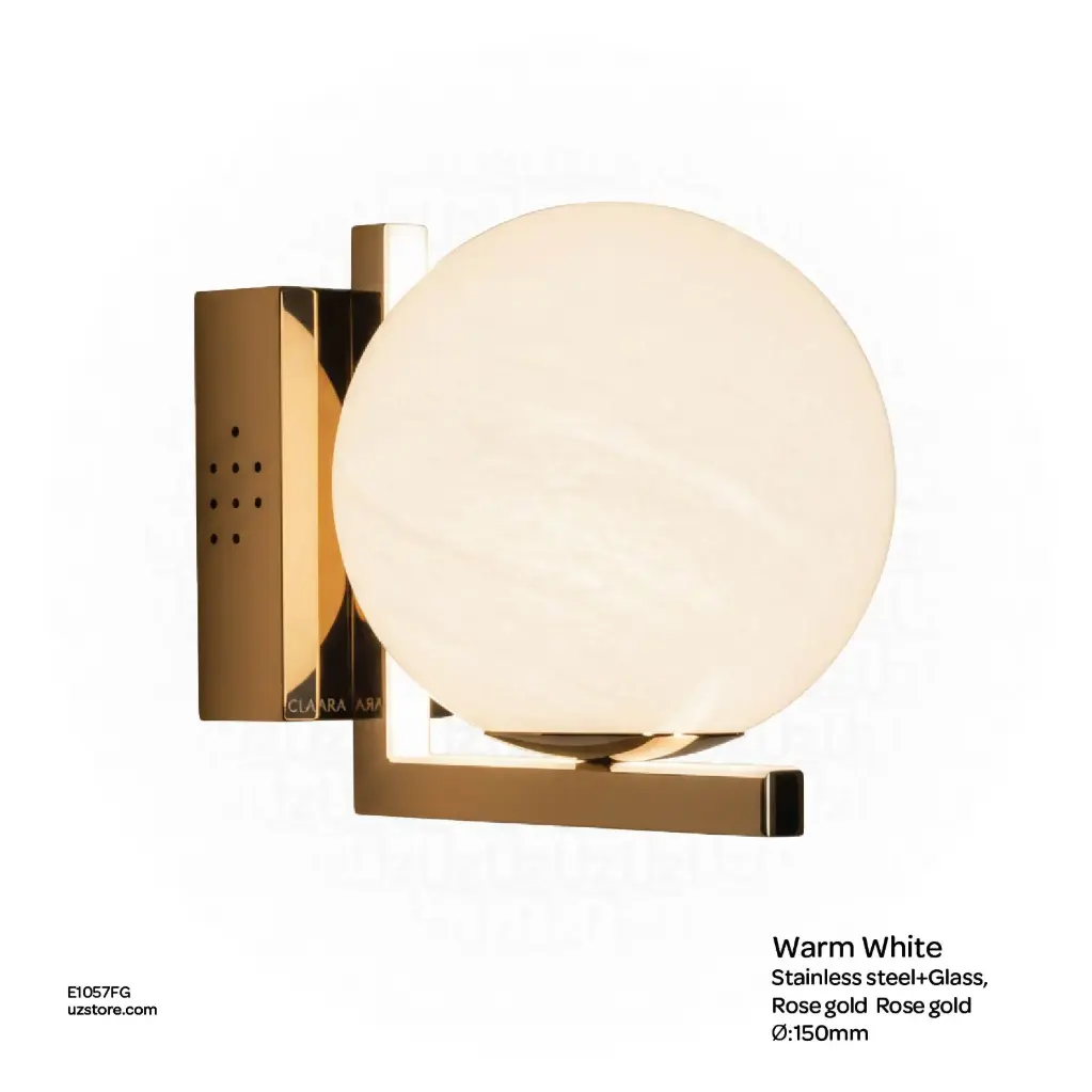 [E1057FG] أوبتارا إضاءة جدارية - Ø:150mm, 3000K, ستانلس ستيل+زجاج, ذهبي وردي 33101 Rose gold