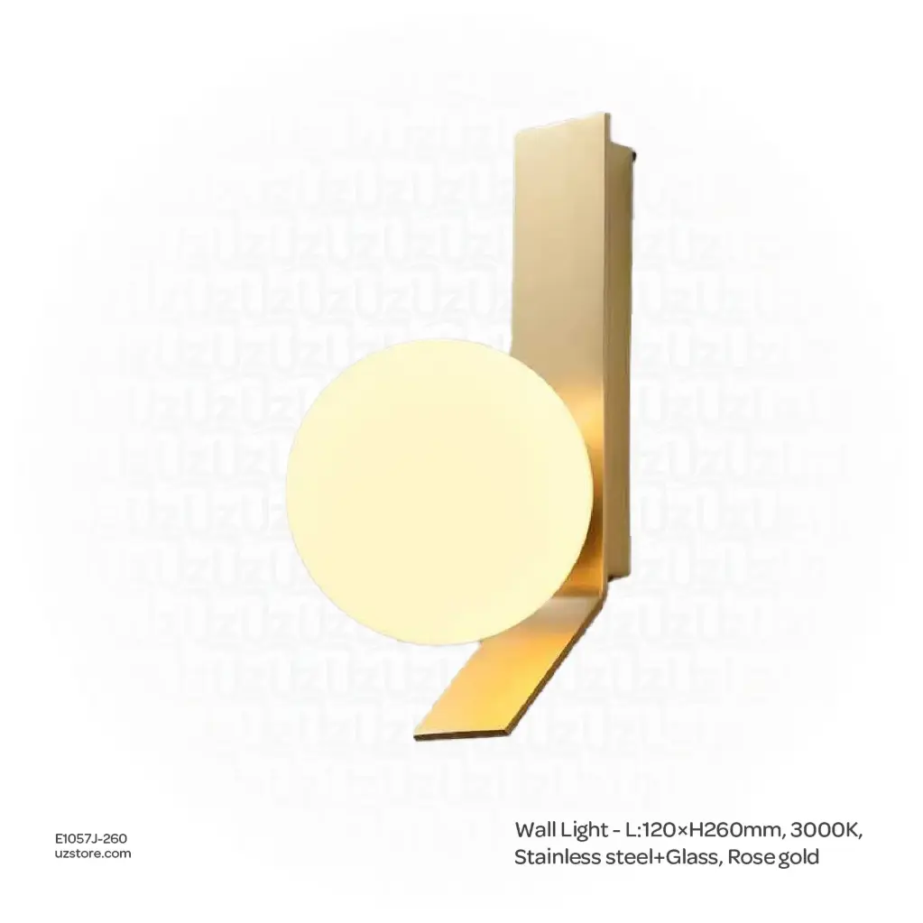 أوبتارا إضاءة جدارية - L:120×H260mm, 3000K, ستانلس ستيل+زجاج, ذهبي وردي B9008-1
