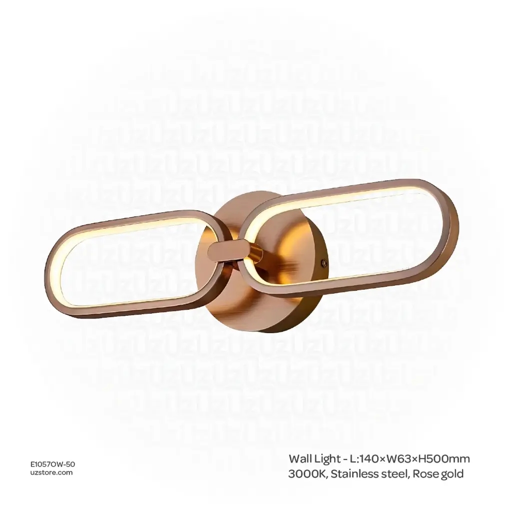 OPTARA Wall Light - L:140×W63×H500mm, 3000K, Stainless steel, Rose gold BD7079-1