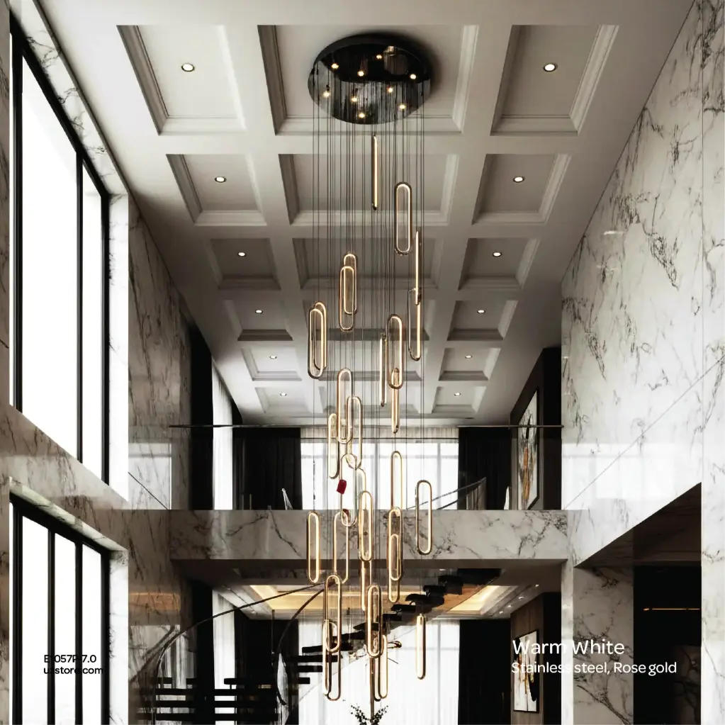 [E1057P-7.0] OPTARA Pendant Light - Ø:800×H7000mm, 3000K, Stainless steel, Rose gold 7079-800-32