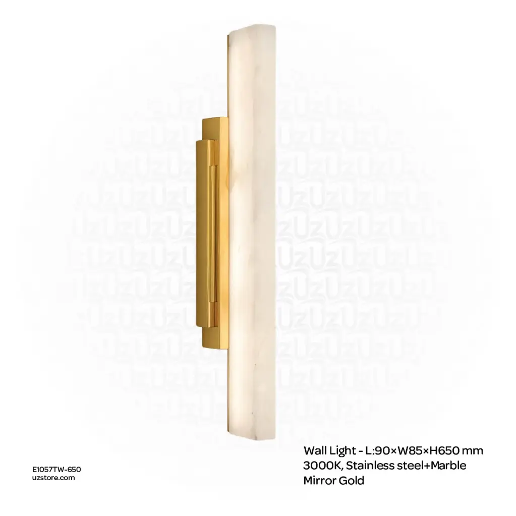 أوبتارا إضاءة جدارية - L:90×W85×H650mm, 3000K, ستانلس ستيل+رخام, ذهبي مرآة BD6739-650