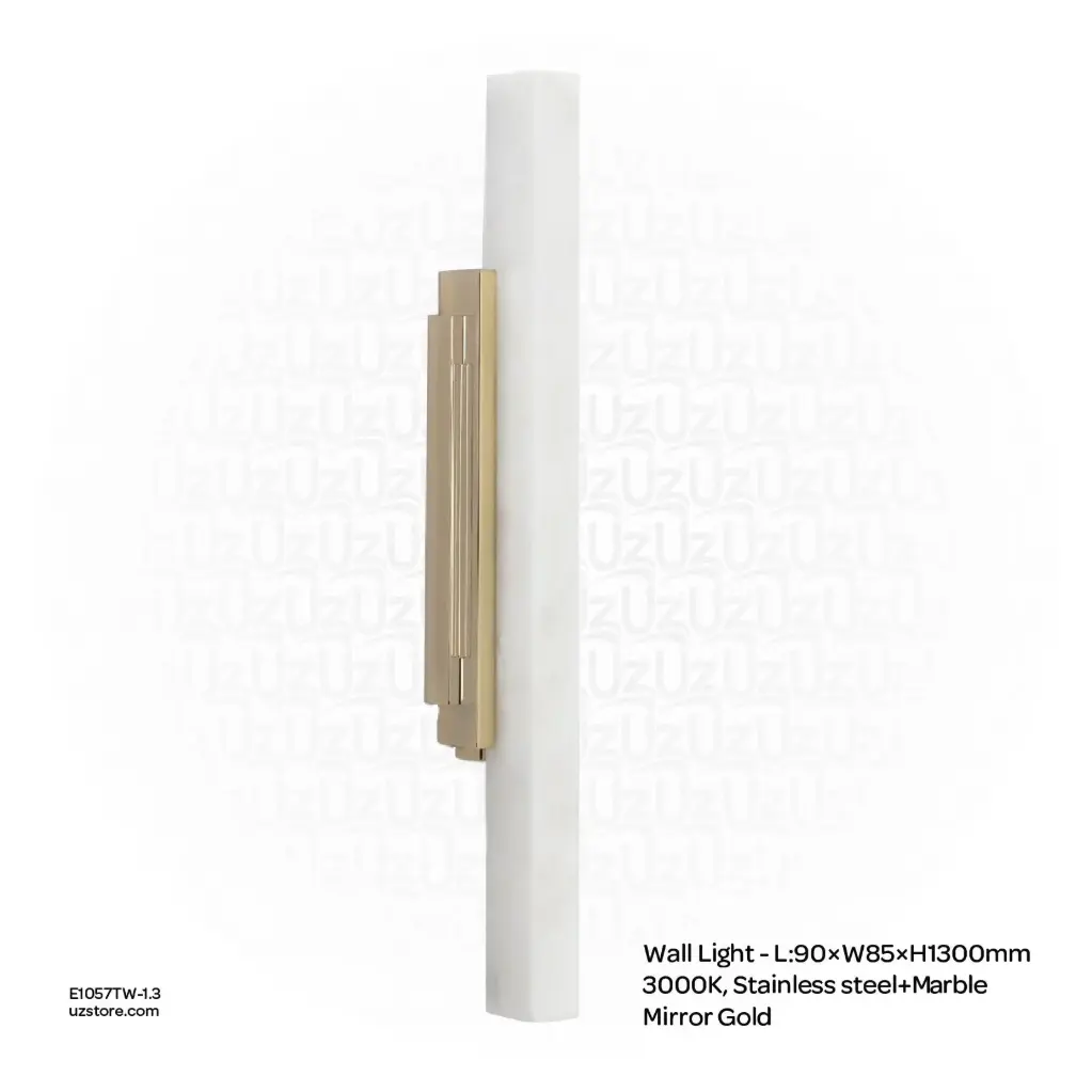 OPTARA Wall Light - L:90×W85×H1300mm, 3000K, Stainless steel+Marble, Mirror Gold BD6739-1300