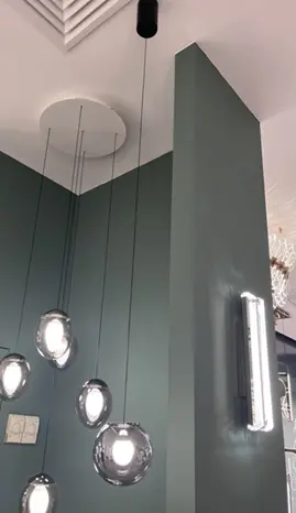 OPTARA Pendant Light - Ø:120×H2500mm, 3000K, Stainless steel+Glass+Marble, Grey D33098-120-1S