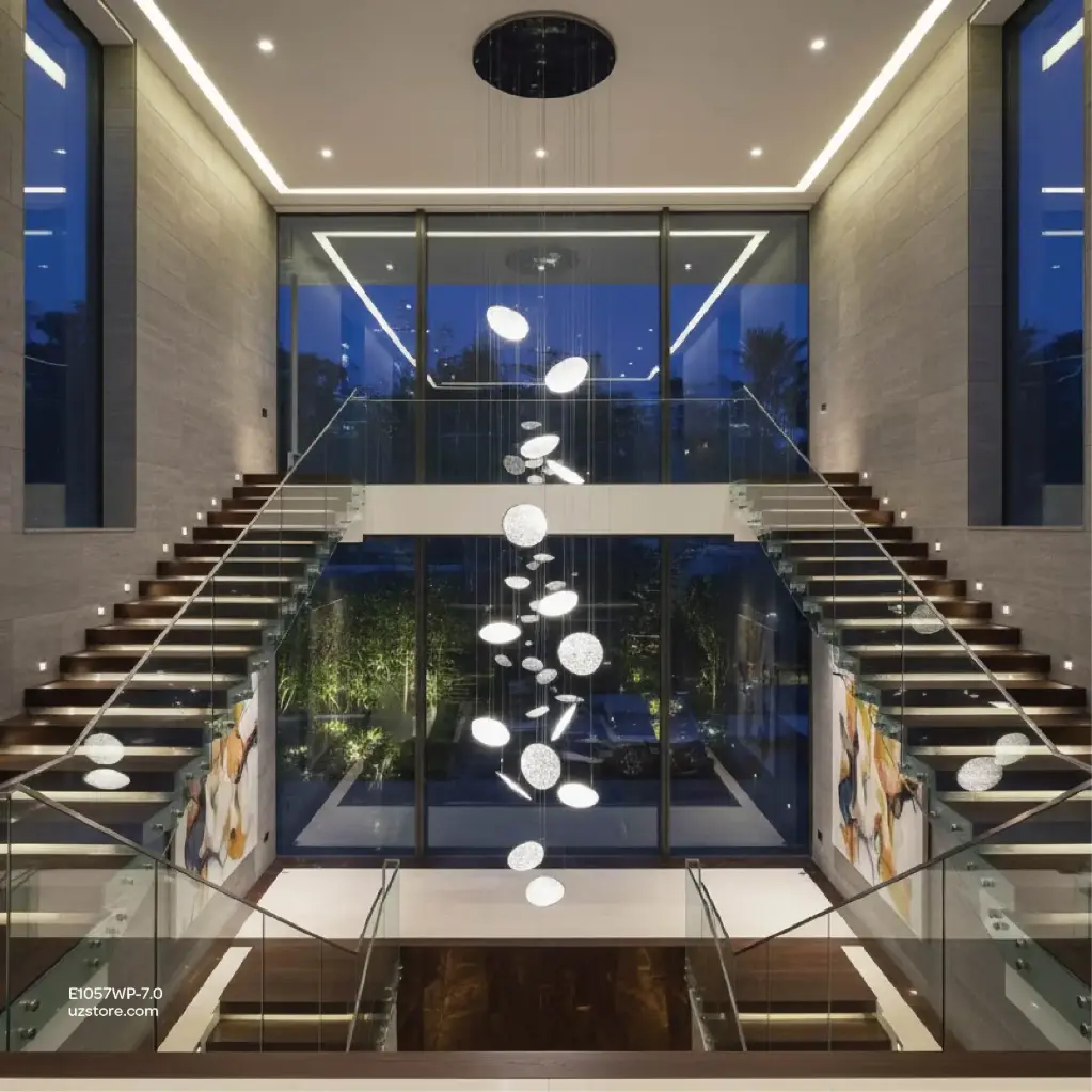 أوبتارا إضاءة معلقة - Ø:1200×H7000mm, 3000K, ستانلس ستيل+أكريليك, كروم 77819-1200-11