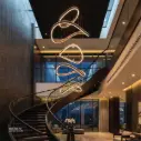 OPTARA Pendant Light - Ø:1200×1  , 1000×2 , 800×3 , 600×2  H:7000mm, 3000K, Stainless steel, Brushed rose gold 22518-12+10+10+8+8+8+6+6