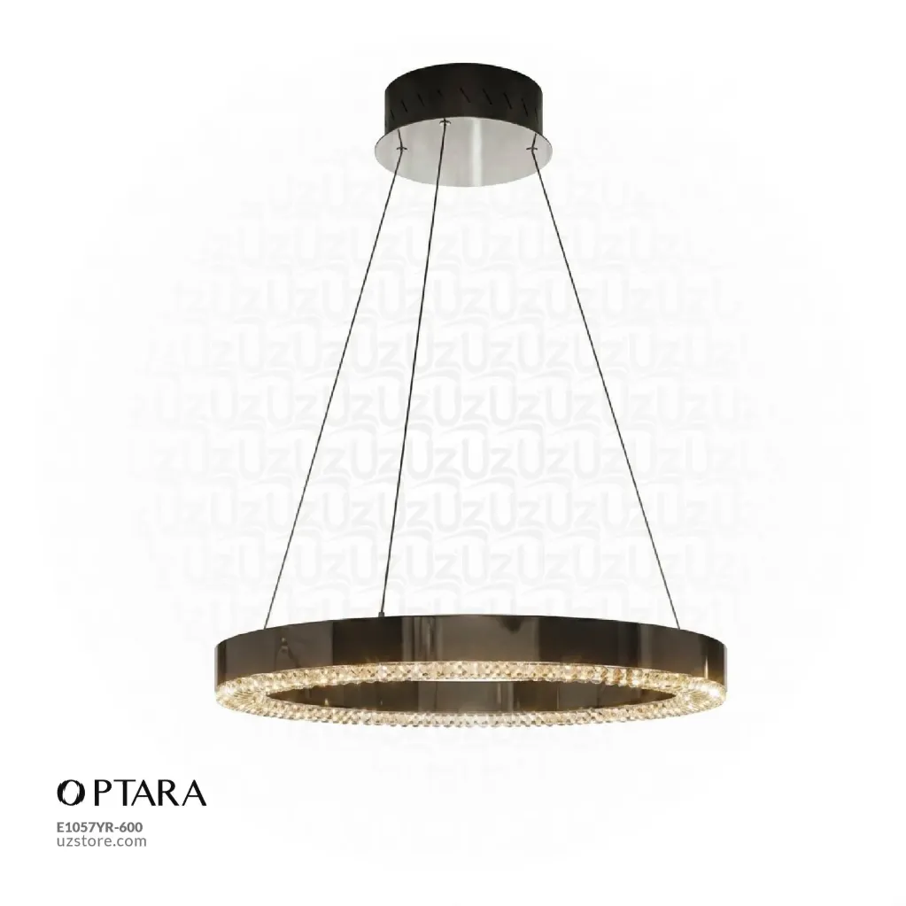 OPTARA Pendant Light - Ø:600×H2500mm, 3000K, Stainless steel+Crystal, Mirror black D22830-600