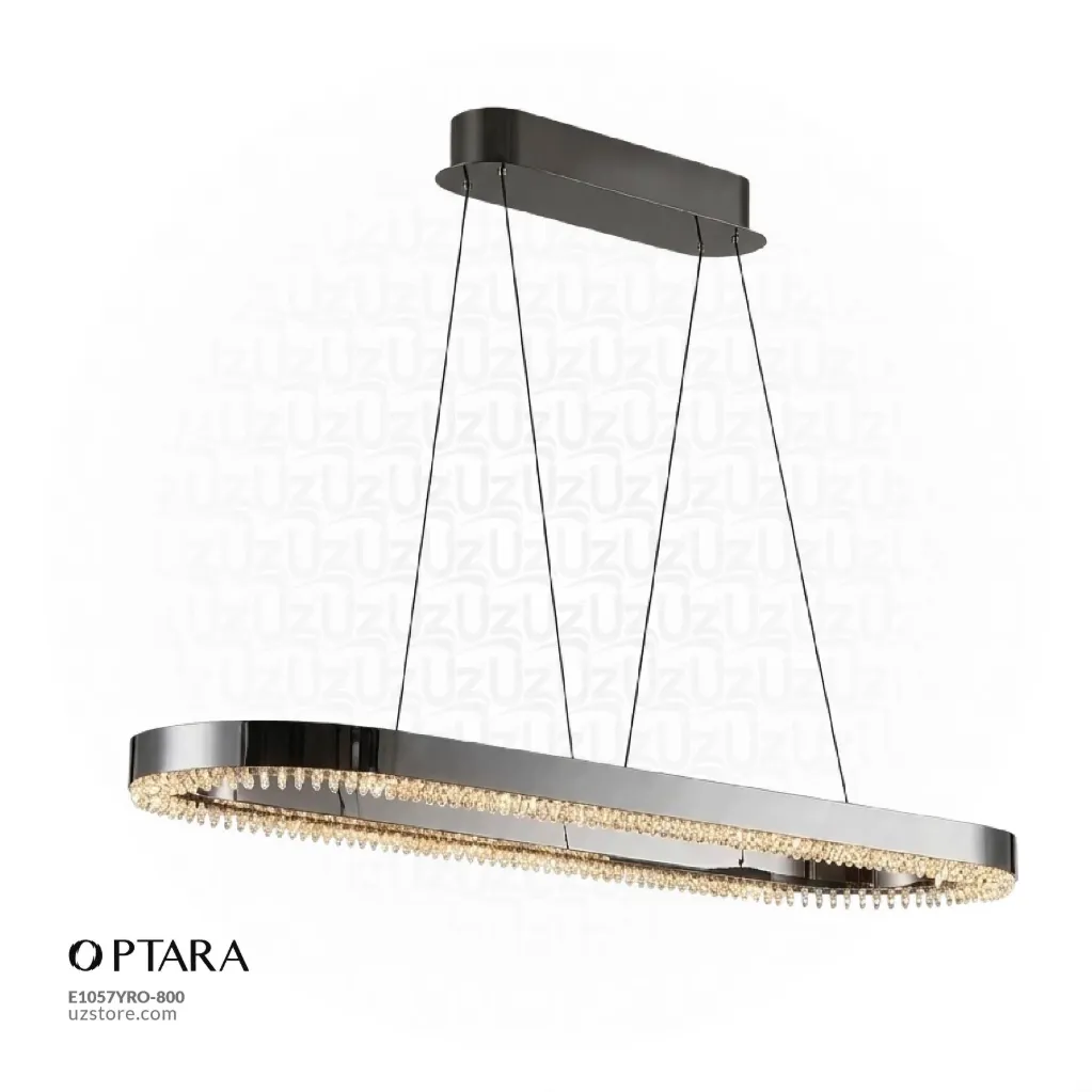 OPTARA Pendant Light - L:1200×W350×H2500mm, 3000K, Stainless steel+Crystal, Mirror black 22830-1200*350