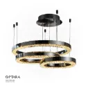 OPTARA Pendant Light - Ø:450×1, 800×1 , 600×1 Split H2500mm, 3000K, Stainless steel+Crystal, Mirror black 22830-45+60+80