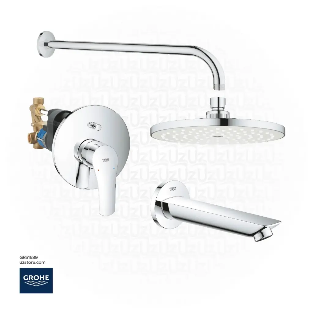 GROHE Concealed Shower Bundle 539 (Eurosmart  tremsit 2-way set+ Cosmopolitan 200 head shower set + bath spout )  
