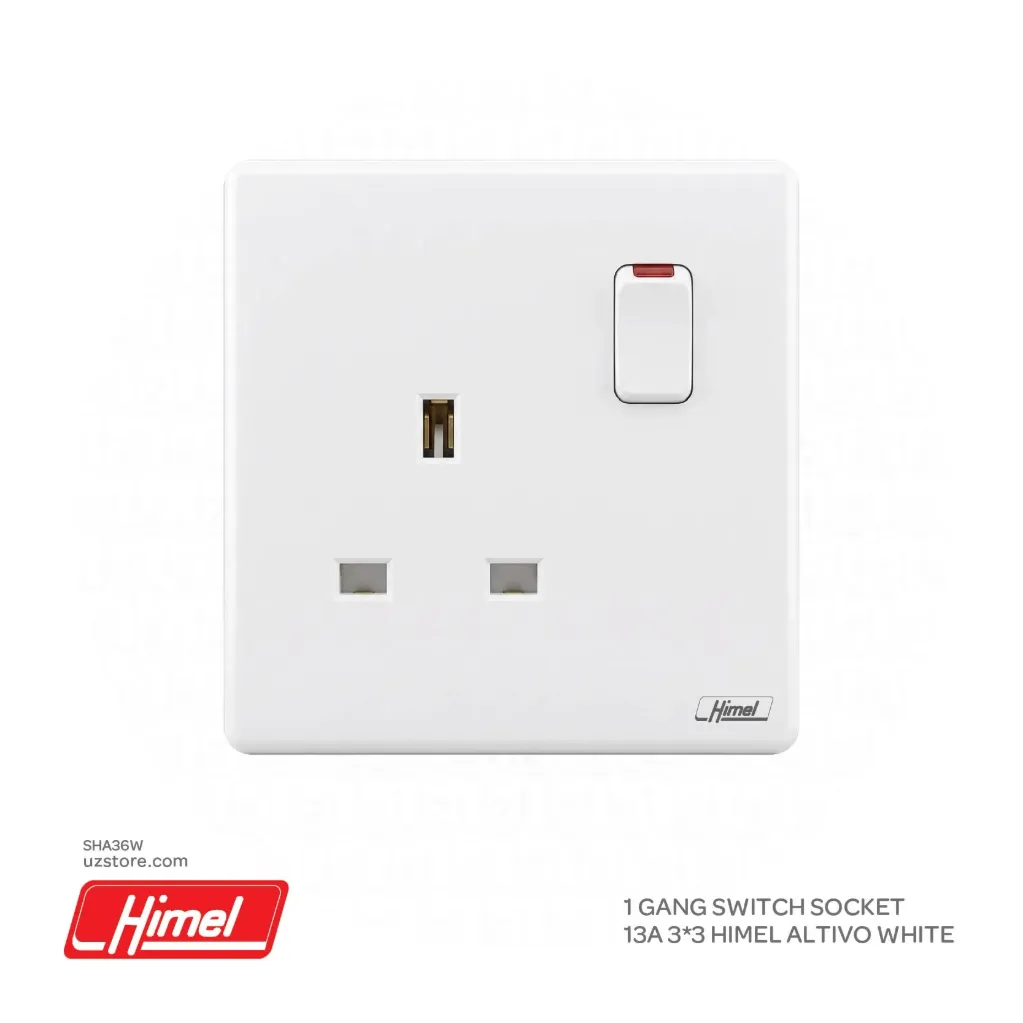 [SHA36W] 1 Gang Switch socket 13A 3*3 Himel Altivo White HWDAL13SS