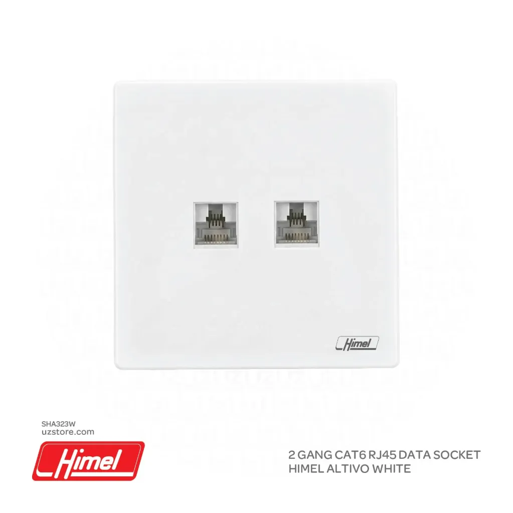 [SHA323W] 2 Gang Cat6 RJ45 Data Socket Himel Altivo White HWDAL2DS6