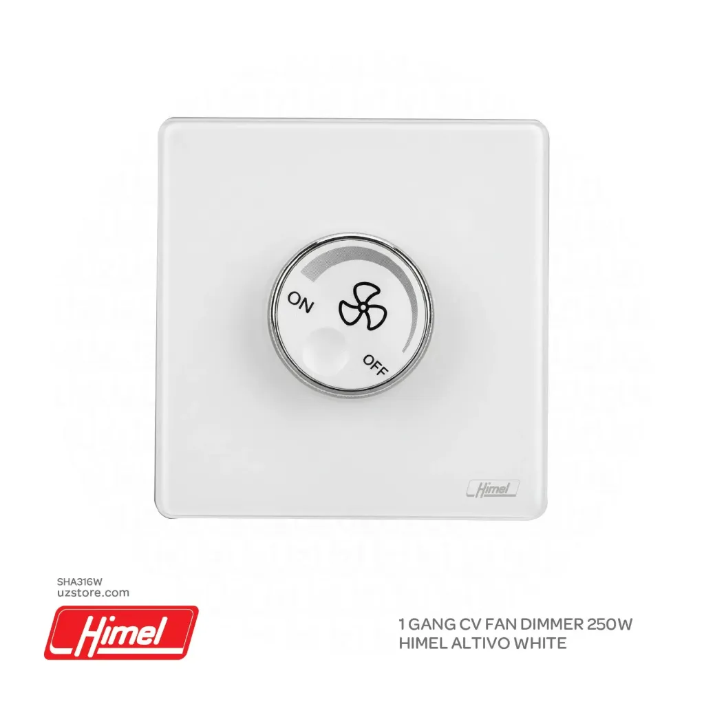 [SHA316W] 1 Gang CV Fan Dimmer 250W Himel Altivo White HWDALF5 