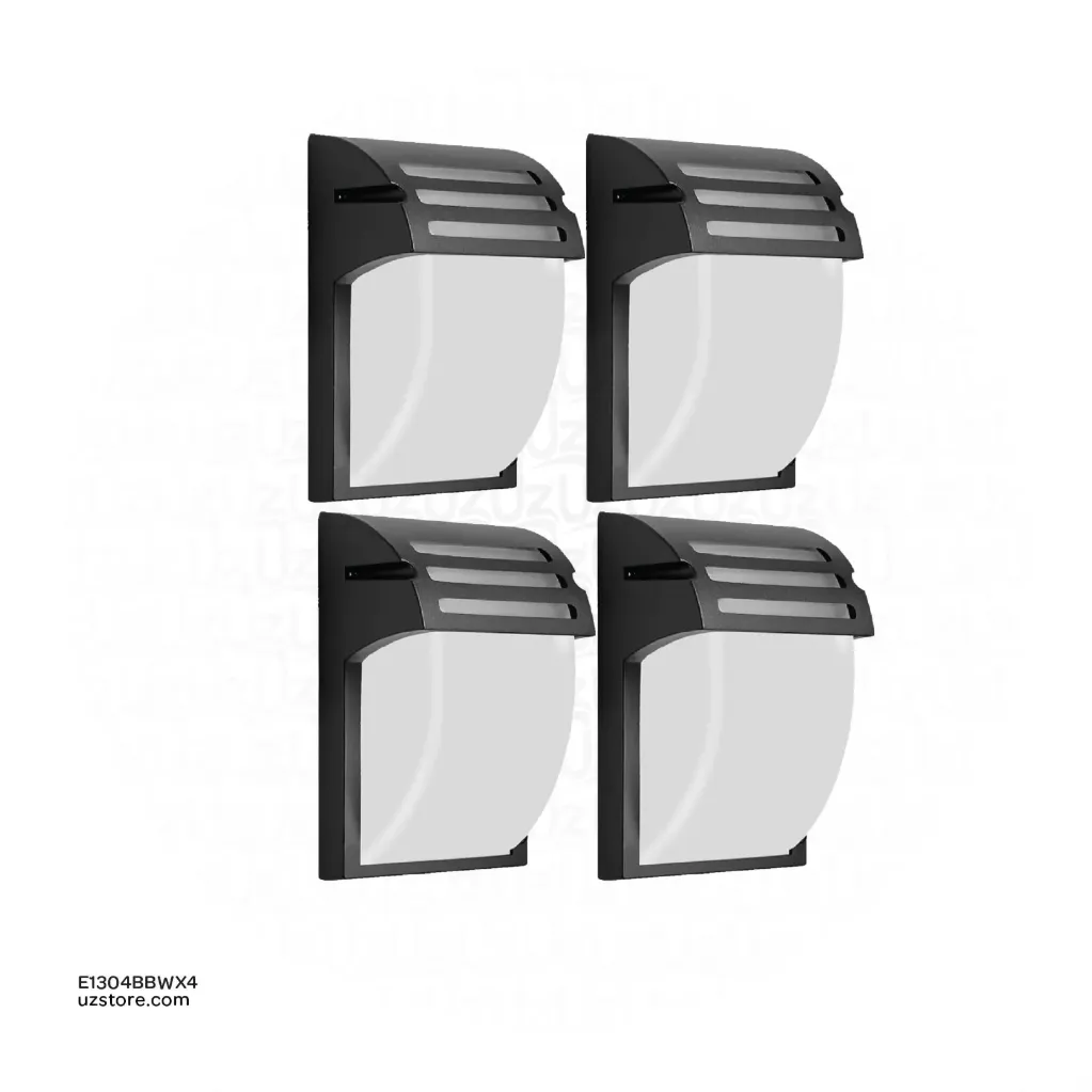 [E1304BBWX4] KNVIX - Wall Outdoor Light - E27, 180×245×95mm, Glass+Aluminum, Matt Black,  024-1L 4 PC