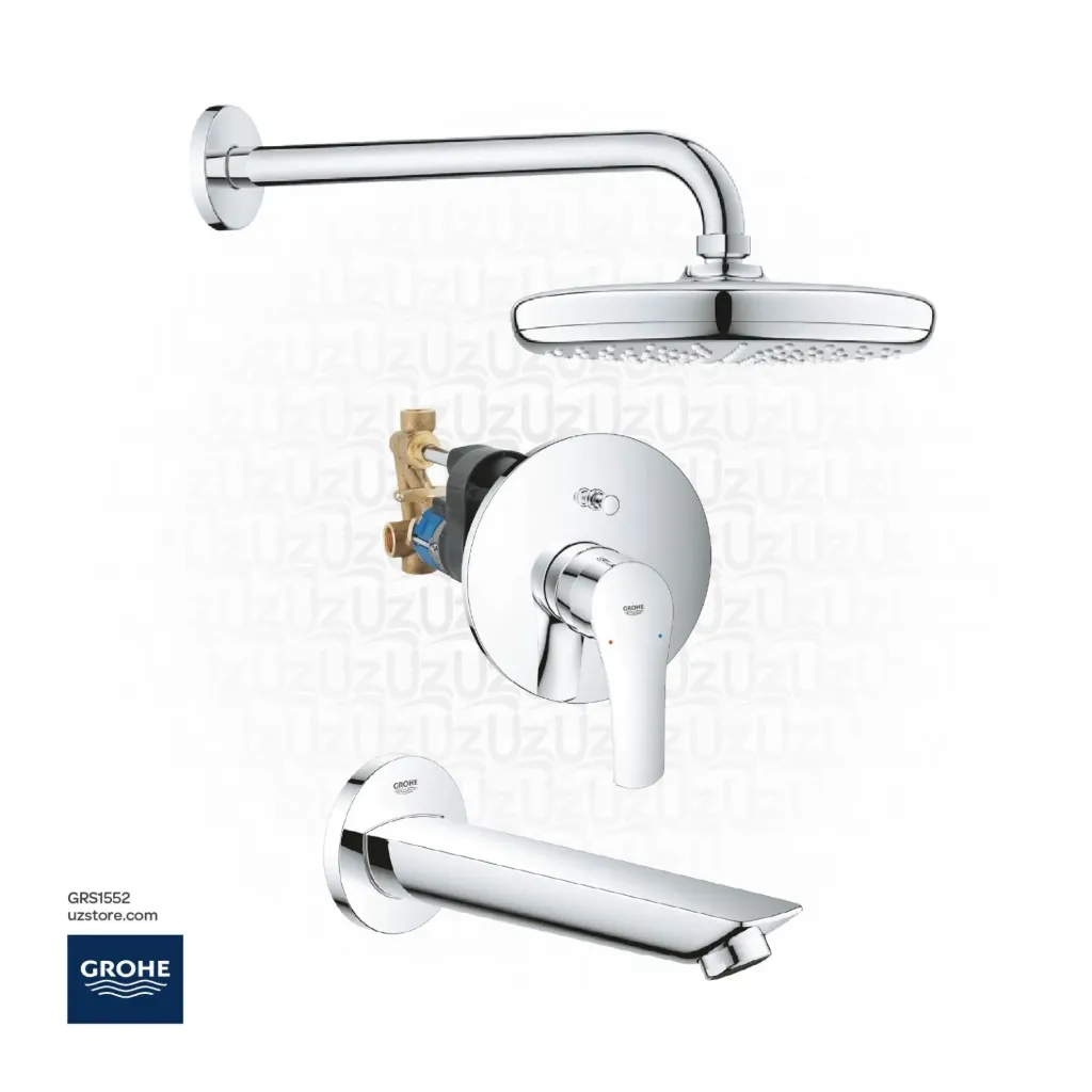 [GRS1552] GROHE Concealed Shower Bundle 552 (Eurosmart OHM set bath  +Concealed body+ Head Shower 21 cm + BauCosmo Bath spout )