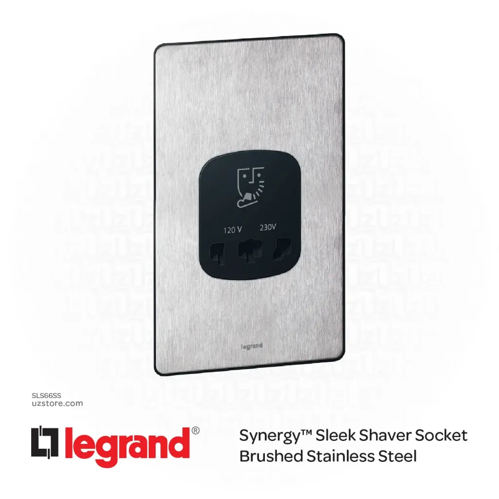Legrand Synergy™ Sleek Shaver Socket Brushed Stainless Steel 832090