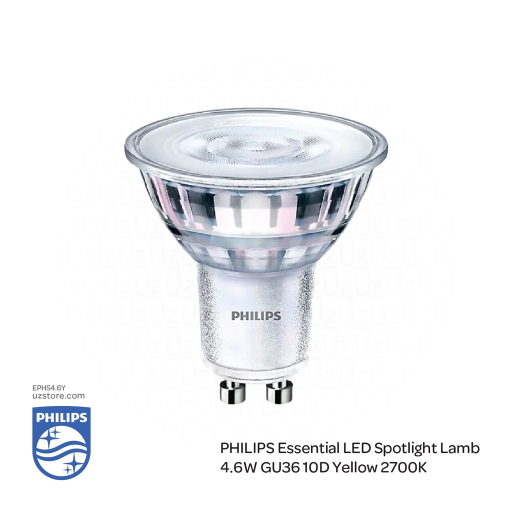 PHILIPS Essential LED Spot Light Lamp Bulb GU10 36D 4.6W , 2700K Yellow 