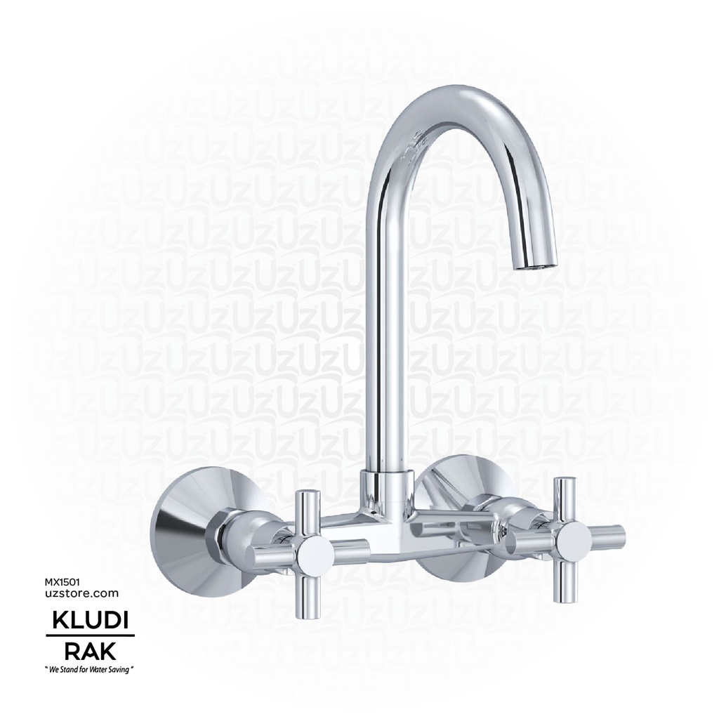 KLUDI RAK Premier X Dual Controlled Wall-Mounted Sink Mixer DN 15
 with Swivel Spout, RAK34001SU