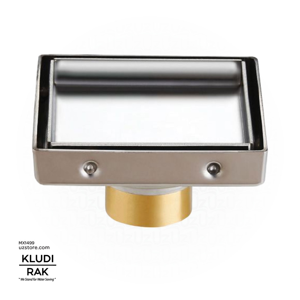 KLUDI RAK Stamping Floor Drain Tile Insert with Smell
 Prevention and opening Key 100 x 100 mm,
 SS 304 Mirror Finish RAK90702-1